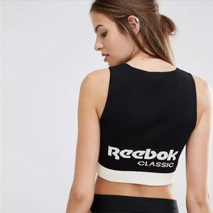 Reebok Classics Knitted Crop Top In Black And Cream